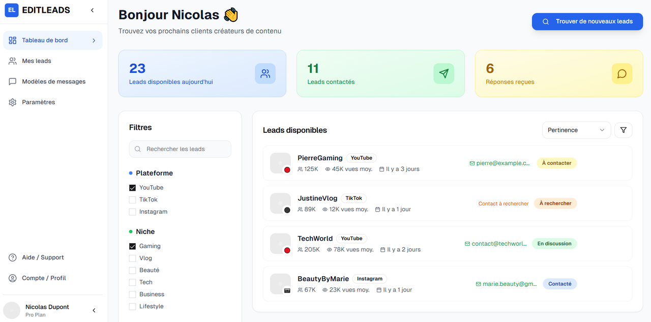 Interface EditLeads